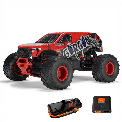 Arrma GORGON 4X2 MEGA 550 Brushed 1/10 Monster Truck RTR (Red) w/SLT2 2.4GHz Radio, Battery & Charger (ARA3230ST2)