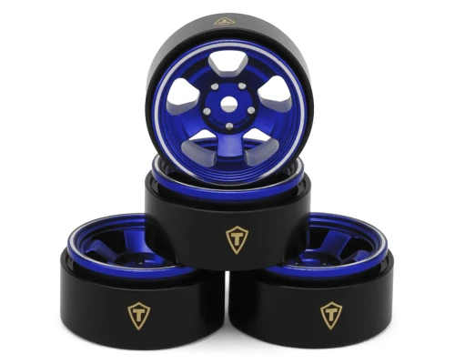 Treal Hobby Axial SCX30 Type B 0.7" 5-Spoke Aluminum Micro Rock Crawler Beadlock Wheels (Blue) (4) (TLHTSCX30-42)