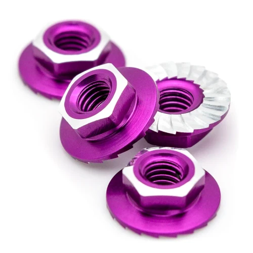 1UP Racing 4mm "Lockdown" Serrated Aluminum Wheel Nuts (Purple) (4) (1UP-870301)