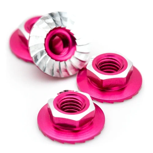 1UP Racing 4mm "Lockdown" Serrated Aluminum Wheel Nuts (Hot Pink) (4) (1UP-870401)