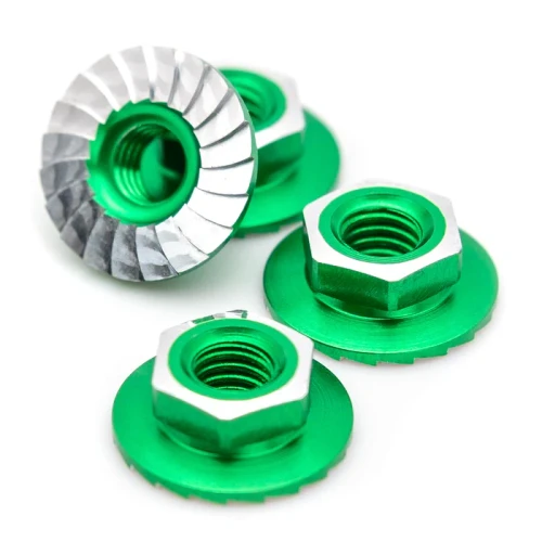 1UP Racing 4mm "Lockdown" Serrated Aluminum Wheel Nuts (Green) (4) (1UP-870801)