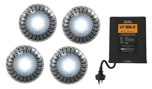 SPA ELECTRICS QUAD PACK EM FLUSH MOUNT CONCRETE LED LIGHT MULTICOLOUR (INCLUDES TRANSFORMER)