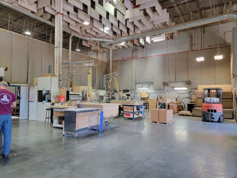 warehouse with sound treatment