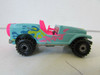MATTEL HOT WHEELS 1990 AQUA JEEP PINK INTERIOR TRAILBUSTER  MADE IN MALAYSIA  H2