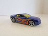 MATTEL 2000 HOT WHEELS DIECAST #24390 BLUE CAR WITH ORANGE FLAMES TINTE 1/64  H2