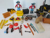 ASST LOT OF PIRATE BOOTY FIGURES BOAT PIRATES CHESTS CANNON BALLS CANNON... H23