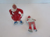 Vintage Diecast 2 Female Figure Skaters  2.25"H  White & Red Outfits  L17