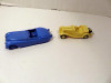 TWO PLASTIC CARS  5 1/4" & 4 1/4"   FAIR CONDITION - H21
