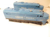 LIONEL TRAINS POST-WAR 205 MISSOURI PACIFIC AA SET W/METAL NOSE- 027- BXD- HB2