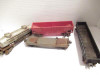 LIONEL POST-WAR TRAINS FOUR CARS- TANK/GOND./FLAT & HOPPER- PARTS- ETC- M68