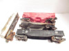 LIONEL POST-WAR TRAINS FOUR CARS- TANK/GOND./FLAT & HOPPER- PARTS- ETC- M68