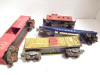 LIONEL POST-WAR TRAINS FOUR CARS- STOCK/CAB./6464BOXCAR/HELICOPTER- POOR - B1A