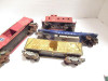 LIONEL POST-WAR TRAINS FOUR CARS- STOCK/CAB./6464BOXCAR/HELICOPTER- POOR - B1A