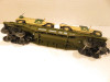 GREEN ARMY FLAT CAR W/TWO MILITARY JEEP VEHICLES - EXC - 0/027 SCALE- M70