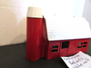 Vtg Bachmann Plasticville Barn Red Walls White Roof Vertical Pattern Silo  PR