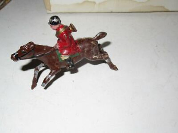 VINTAGE DIECAST FIGURE - HORSE W/RIDER- LEG IS DAMAGED-   FAIR- M41