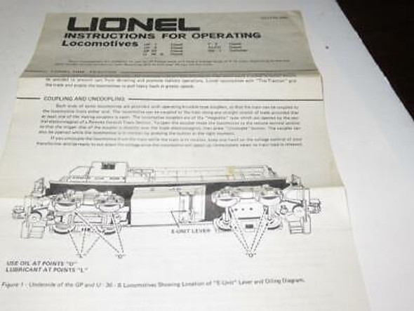 LIONEL - MPC - INSTRUCTIONS FOR OPERATING DIESEL LOCOS- GOOD  - M41