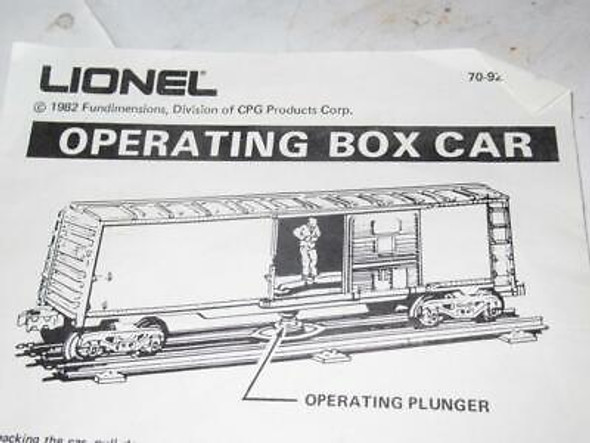 LIONEL - MPC  INSTRUCTIONS FOR OPERATING BOXCAR - GOOD  - SR57