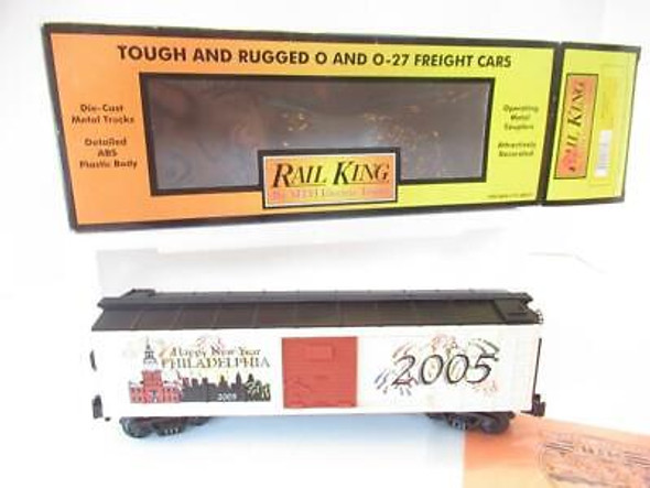 MTH TRAINS 30-74184- 2005 NEW YEAR'S  BOXCAR- PHILADEPHIA - 0/027- LN- D1B