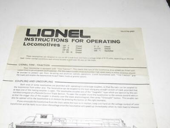 LIONEL MPC - VARIOUS DIESEL OPERATING INSTRUCTIONS- - GOOD - M11