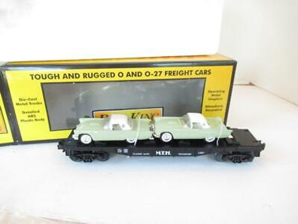 MTH TRAINS - RAILKING 30-7613 FLATCAR W/DIECAST T'BIRDS- 0/027 - LN- HB1