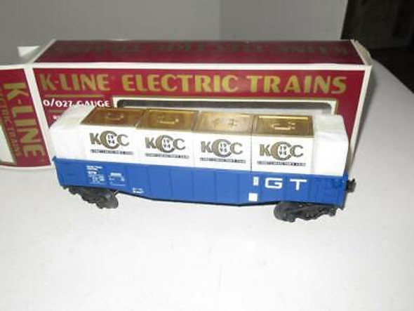 VINTAGE K-LINE TRAINS - K-90005 - 1994 KCC GT GONDOLA W/LOAD- 0/027- BOXED- B12