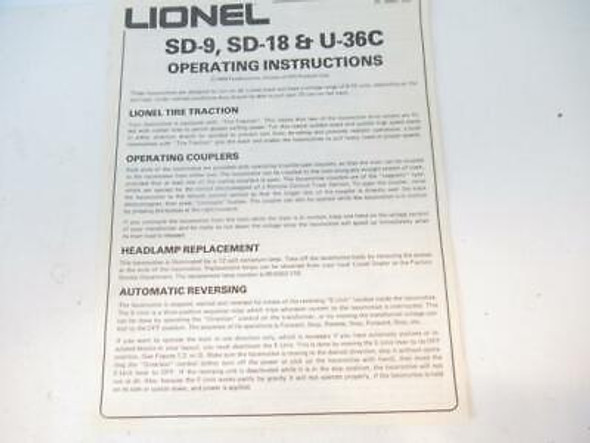 LIONEL MPC DIESEL INSTRUCTIONS - EXC- B13