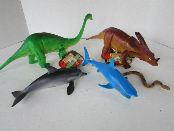 JURASSIC  DINOSAURS SHARK DOLPHIN SNAKE PLASTIC RUBBER TOYS  L9