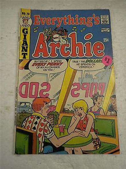 ARCHIE SERIES COMIC- EVERYTHING'S ARCHIE NO.28- SEPT. 1973- GOOD- BB9