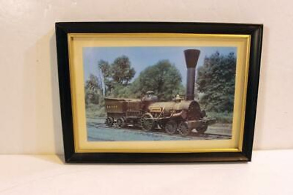 VINTAGE RAILROAD POSTERS/PRINTS -EARLY LAFAYETTE STEAM PICTURE - FRAMED 7" X 5"