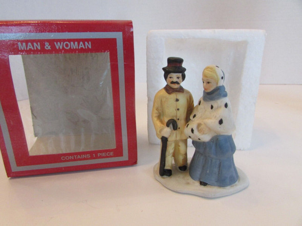 EPI Int'l Victorian Man & Women Figurine Porcelain Village Accessory 2.75"H