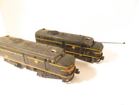 LIONEL POST-WAR 2032 ERIE ALCO AA DIESEL SET 0/027- RUNS OK- NEEDS REPAIRS- S21