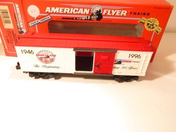 AMERICAN FLYER TRAINS - 48324- 50TH ANNIVERSARY BOXCAR- S GAUGE-  NEW- W21 AMERICAN FLYER TRAINS - 48324- 50TH ANNIVERSARY BOXCAR- S GAUGE-  NEW- W21