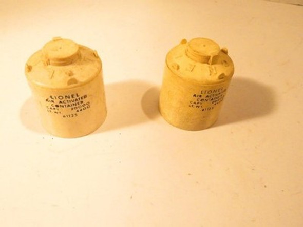 LIONEL PART - TWO POST-WAR OFF-WHITE  CANNISTERS - W/LETTERING- FAIR-S31A