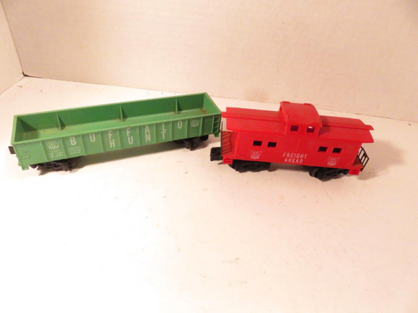 AMERICAN FLYER - POST-WAR - GAME TRAIN CARS- GONDOLA/CABOOSE- VG- M35