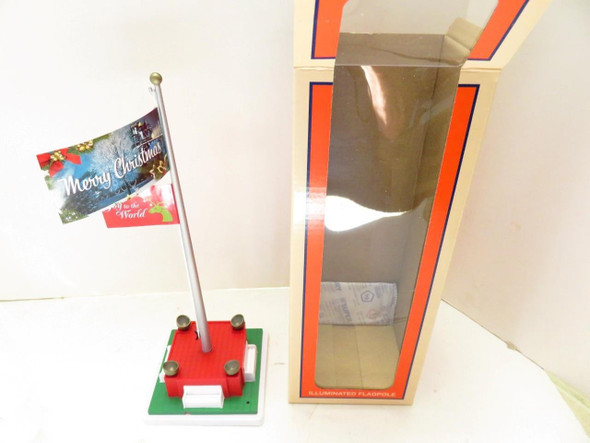 LIONEL TRAINS - 2129220 CHRISTMAS LIGHTED FLAG POLE ACCESSORY  027- NEW-- SH|396336503184