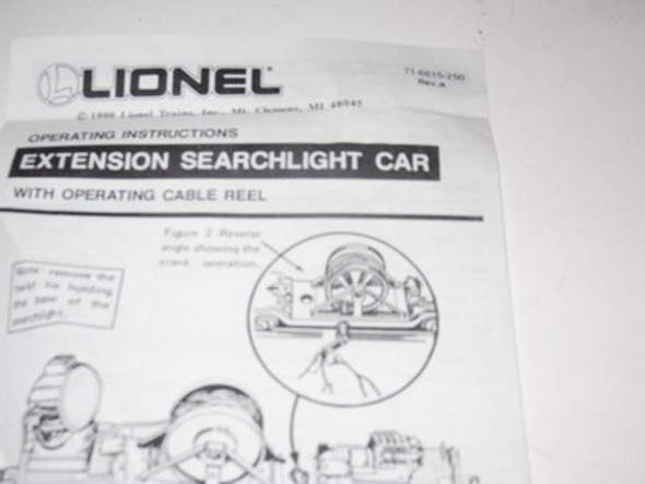 LIONEL EXTENSION SEARCHLIGHT CAR INSTRUCTIONS- - GOOD - M11|297429041584