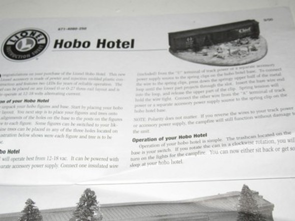LIONEL HOBO HOTEL ACCESSORY INSTRUCTIONS- - GOOD - M11|357155035311