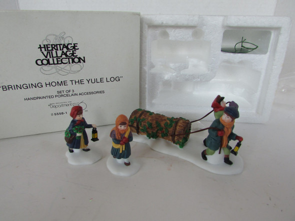 Dept 56 55581 Bringing Home the Yule Log 3 pc Figures HeritageVillage L146|357486515338