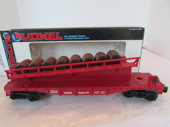 Lionel  16306 Santa Fe Barrel Ramp Car with barrels 1988  Boxed LN  B11