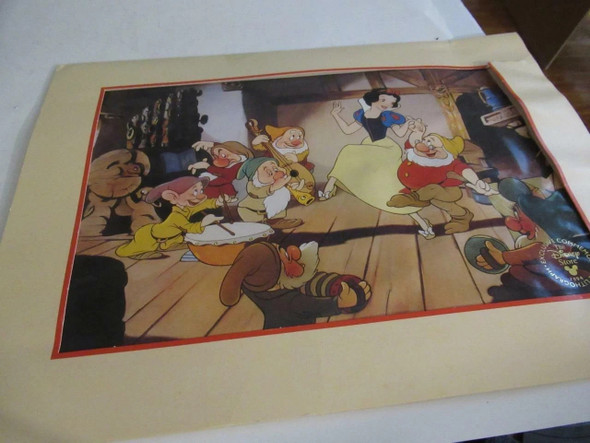 Disney Snow White & the Seven Dwarfs Lithograph 1994 w/matte As is