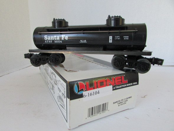 Lionel 6-16104 Santa Fe 2 Dome Tank Car Black  Boxed New  SH