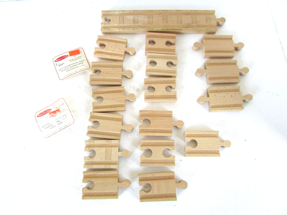 Melissa & Doug 17 Pcs of Assorted Track Wooden Railway New W3