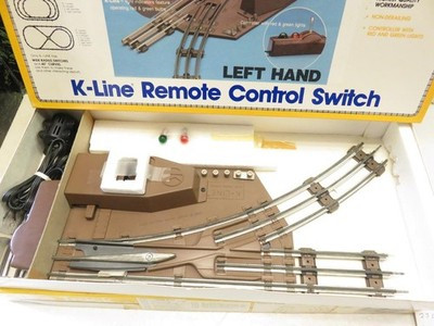K-LINE TRAINS - K-275 - 027 '042' RADIUS LEFT HAND REMOTE SWITCH TRACK-USED- B25
