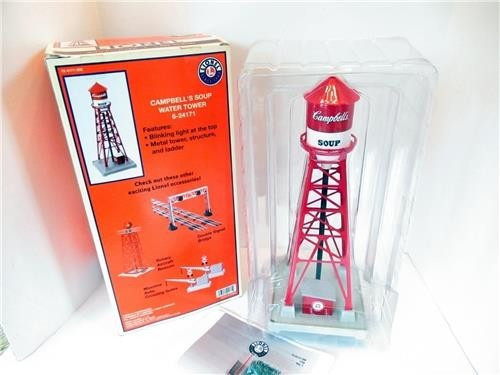 LIONEL - 24171 CAMPBELLS SOUP WATER TOWER W/BLINKING LIGHT- 0/027- NEW- SH