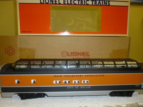 Lionel 6-52085  1996 TCA "City of Dallas" Dallas Full Vista Dome Car New HIC