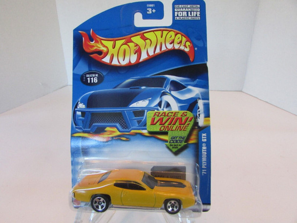 Mattel 55001 Hot Wheels Diecast Car New 1971 Plymouth GTX Yellow #116  L14