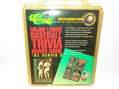 CLASSIC MAJOR LEAGUE BASEBALL TRIVIA BOARD GAME 1991 SERIES 3- MINT - M35