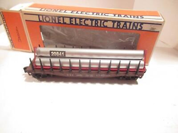 LIONEL 6521 CUSTOM NEW YORK CENTRAL FLAT CAR W/METAL PIPES #20841- 0/027- W20