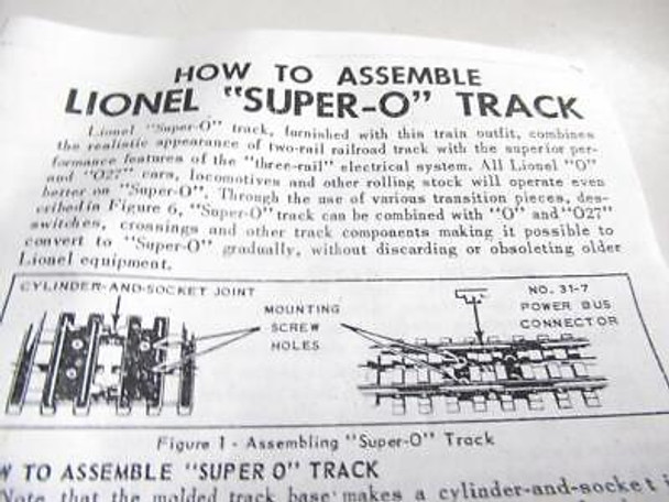 LIONEL  TRAINS PART-  POST-WAR  SUPER O INSTRUCTION PAMPHLET - EXC.- S25